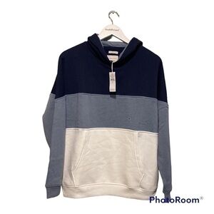 NWT American Eagle AHH-MAZINGLY soft blue and white color block sweatshirt | S